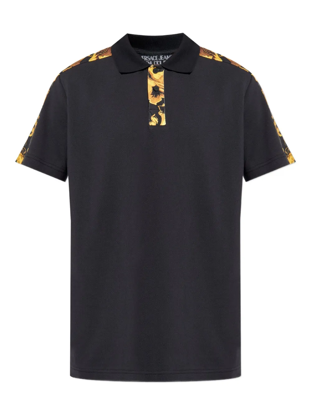 Versace Jeans Couture baroque-print panel polo shirt Zwart