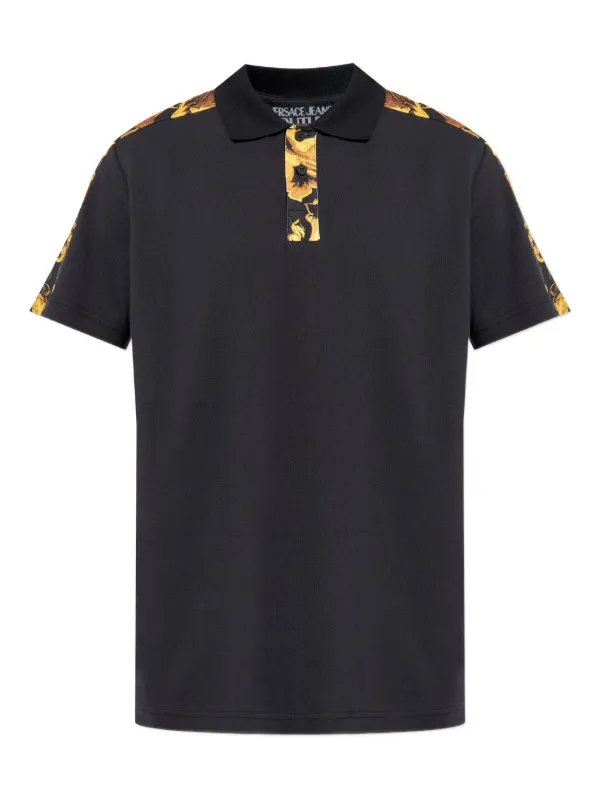 VERSACE JEANS COUTURE バロック柄ポロシャツ Versace Jeans Couture バロック ポロシャツ | ブラック