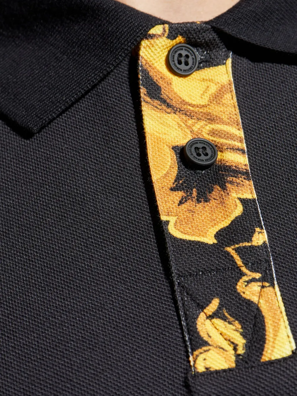 Versace Jeans Couture baroque-print panel polo shirt Zwart