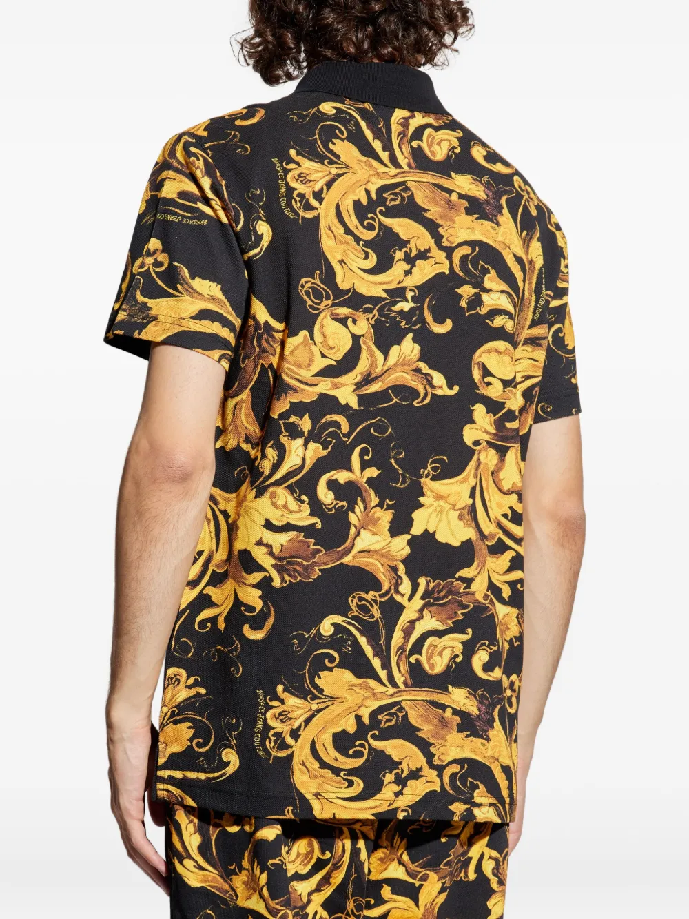 Versace Jeans Couture baroque-print panel polo shirt Zwart