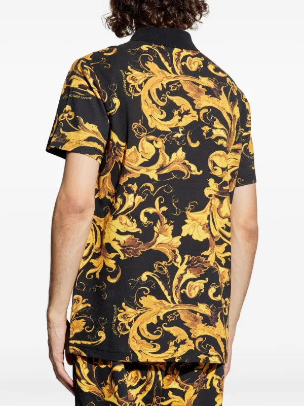 Versace Jeans Couture バロックプリント ポロシャツ | ブラック