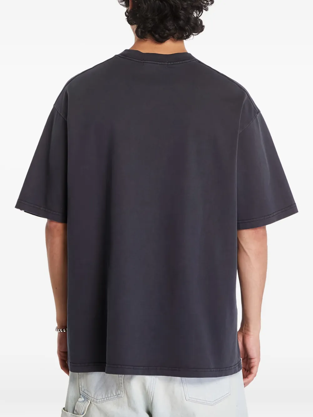 A BATHING APE Garment Dye T-shirt met logo en stras Grijs