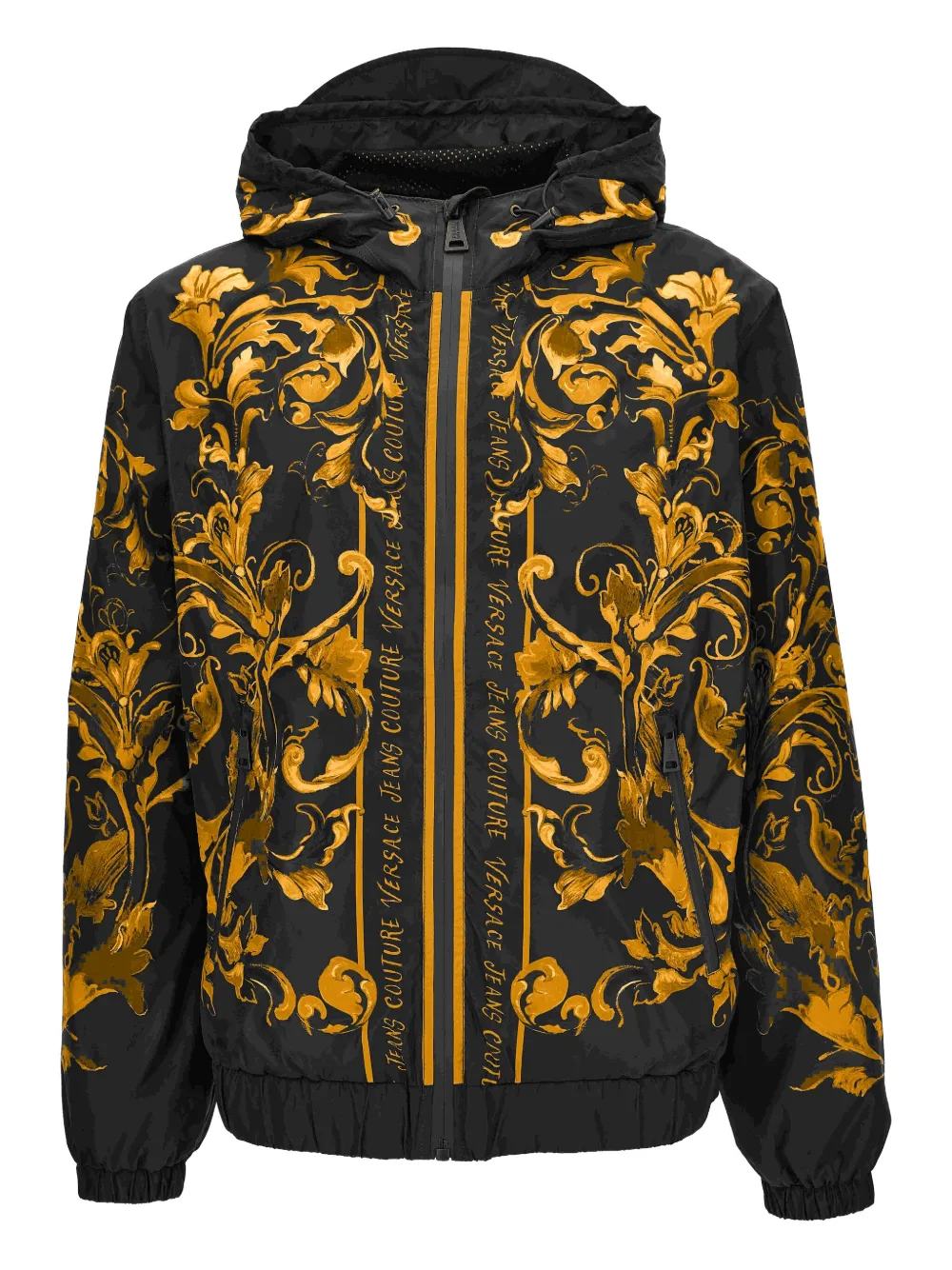 Versace Jeans Couture baroque-print hooded jacket | Black | Image 1