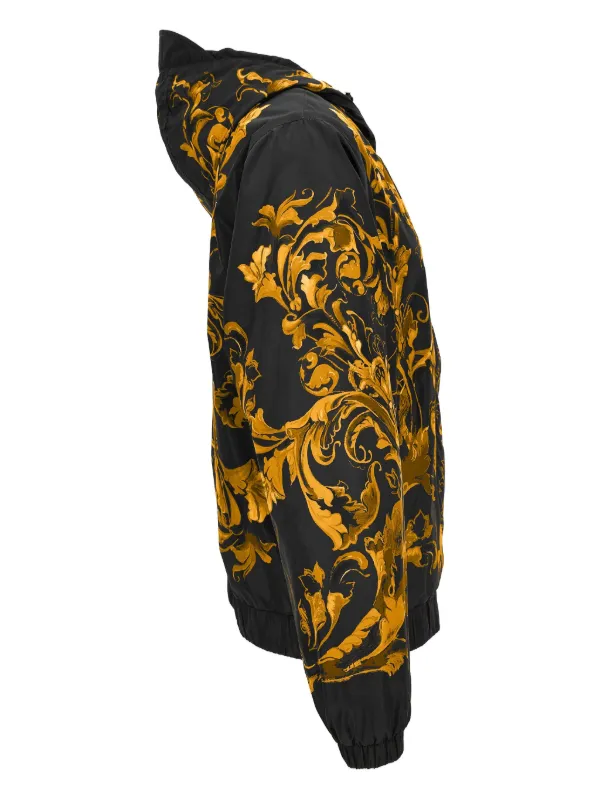 Versace Jeans Couture baroque-print Hooded Jacket | Black