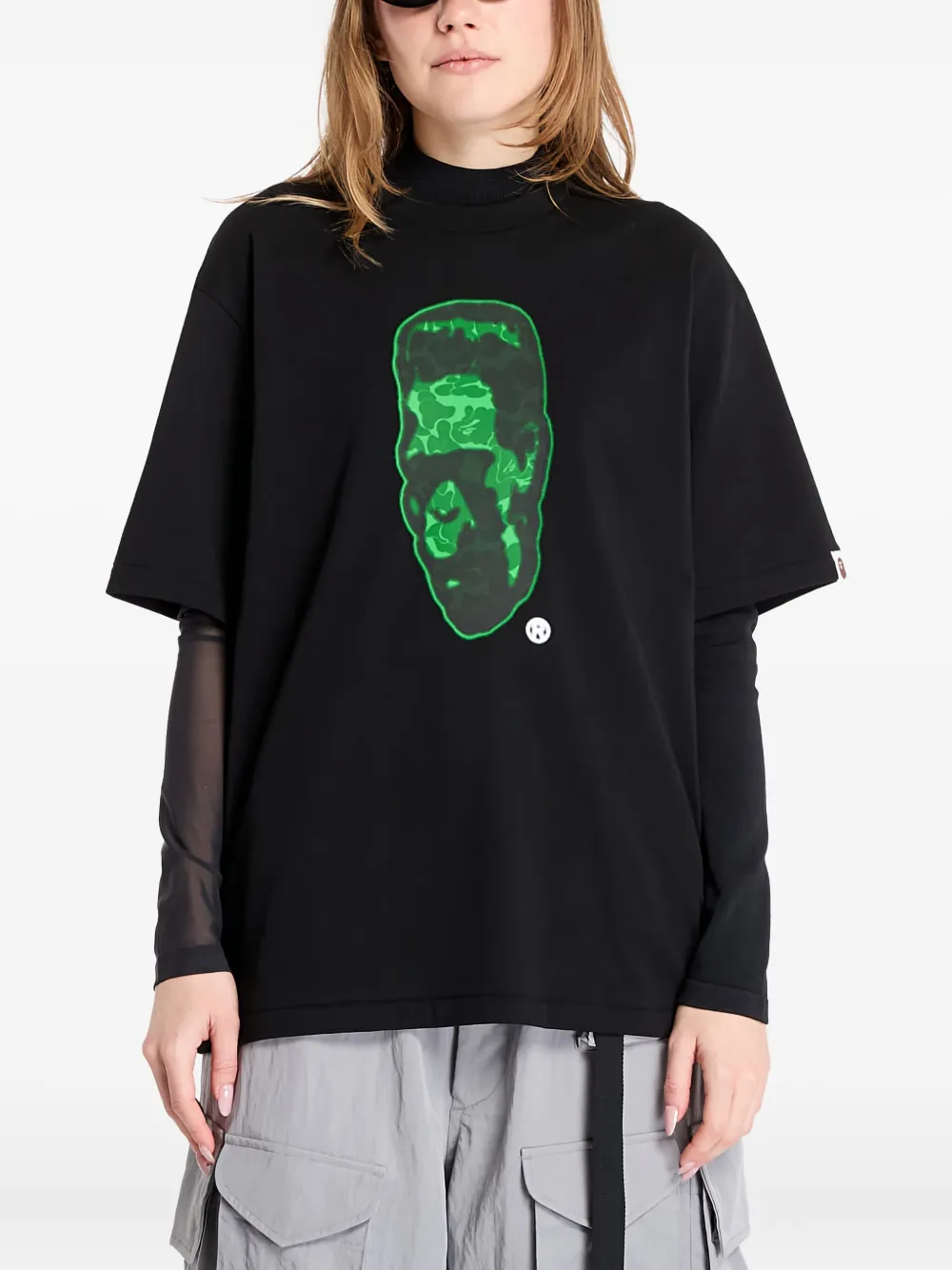 A BATHING APE Spray Frankenstein katoenen T-shirt Zwart