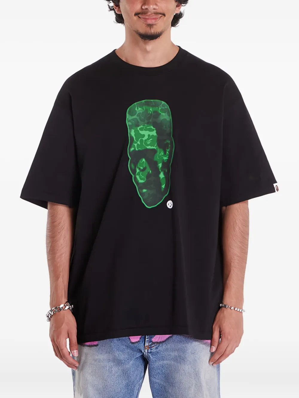 A BATHING APE Spray Frankenstein katoenen T-shirt Zwart