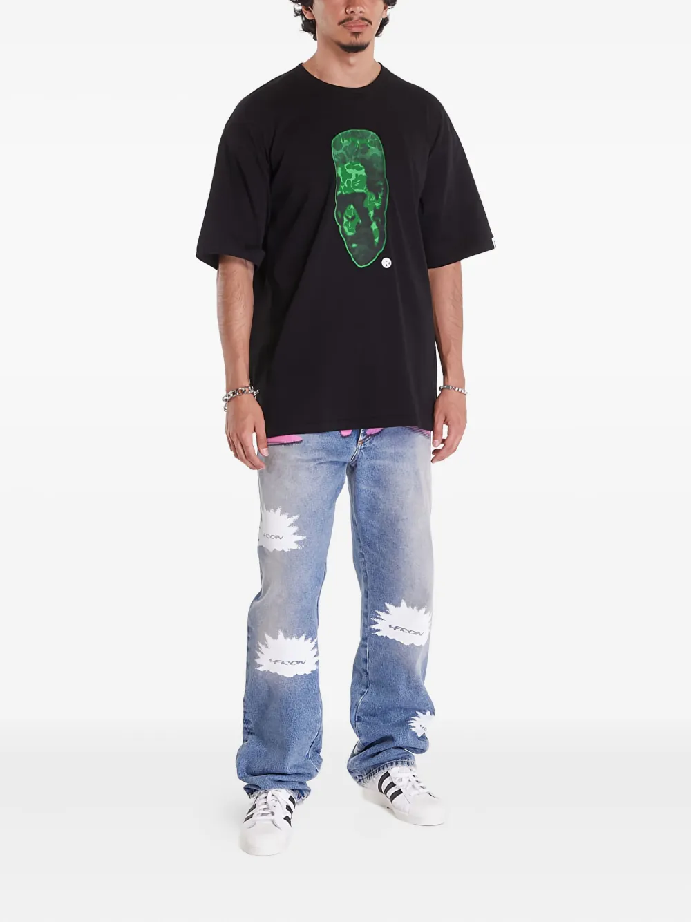 A BATHING APE Spray Frankenstein katoenen T-shirt Zwart