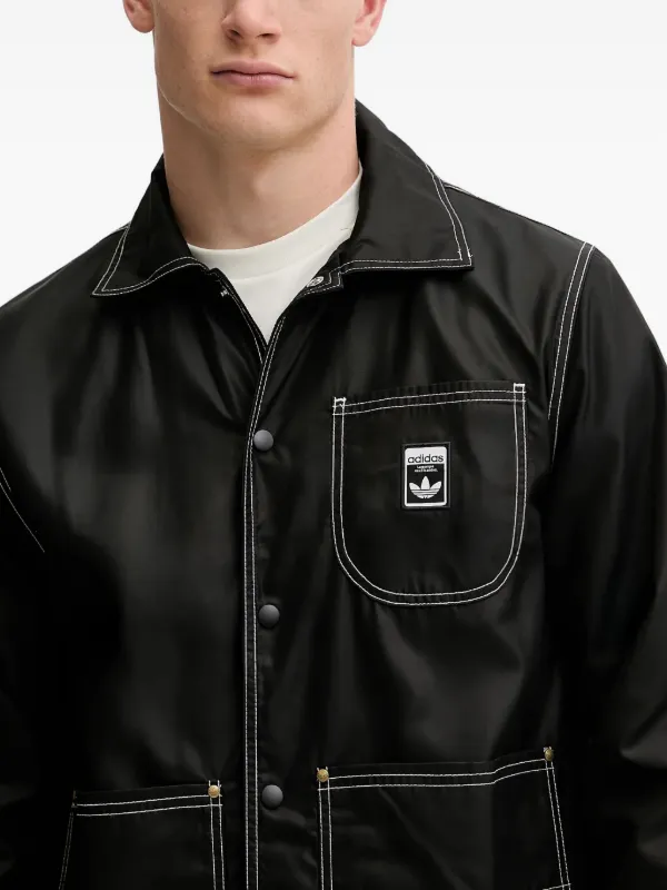 Adidas contrast-stitch Coach Shirt Jacket | Black | FARFETCH