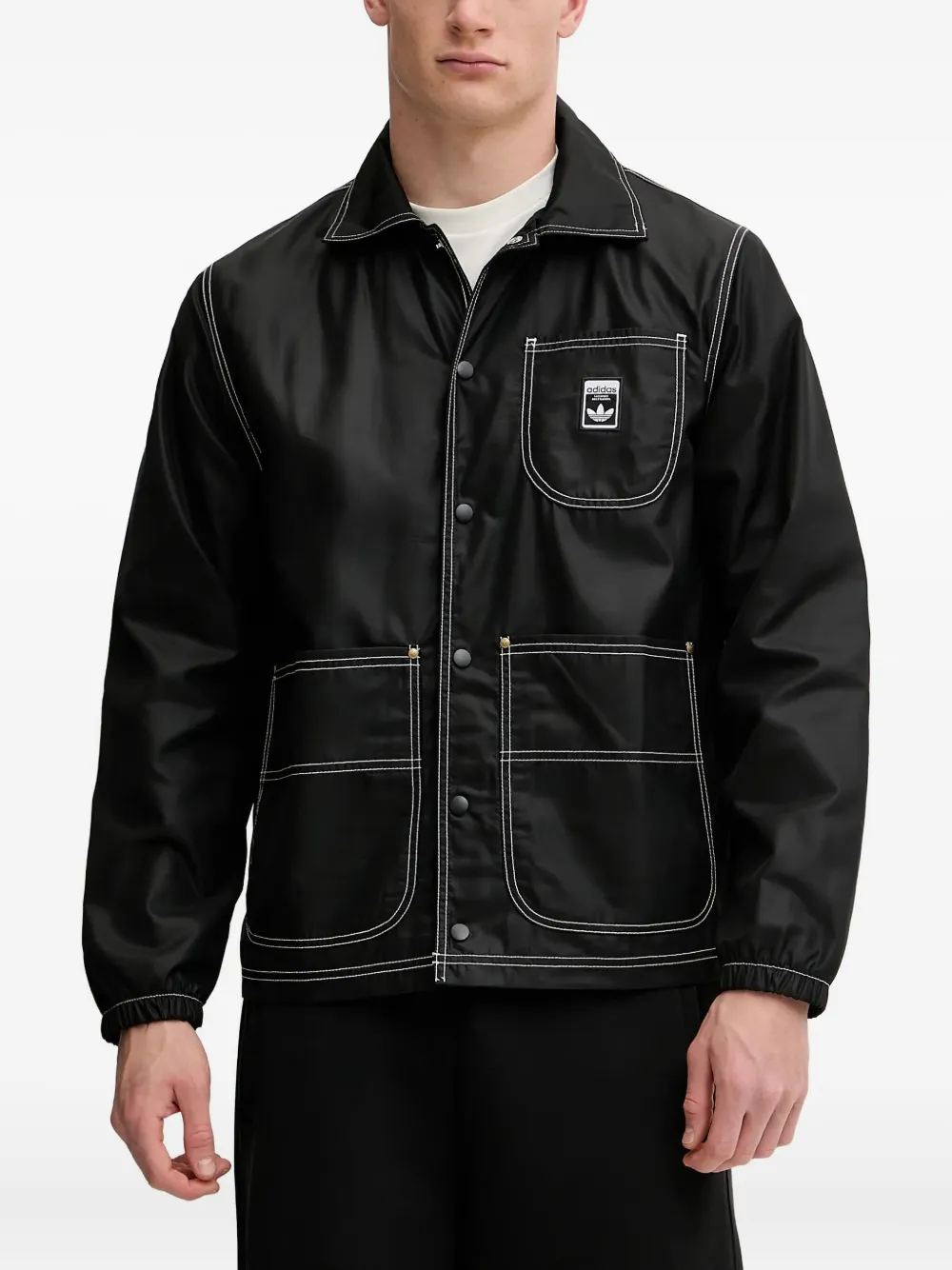 contrast-stitch coach shirt jacket