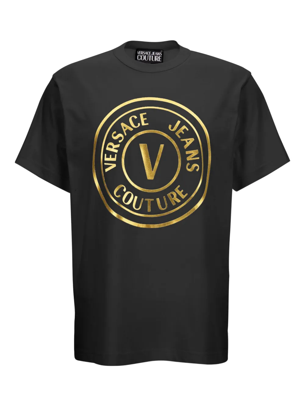 Versace Jeans Couture logo circular-emblem T-shirt - ブラック Versace Jeans Couture logo circular-emblem T-shirt - ブラック