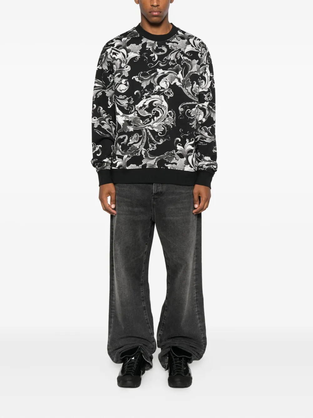 Versace Jeans Couture Sweater met barokprint - Zwart