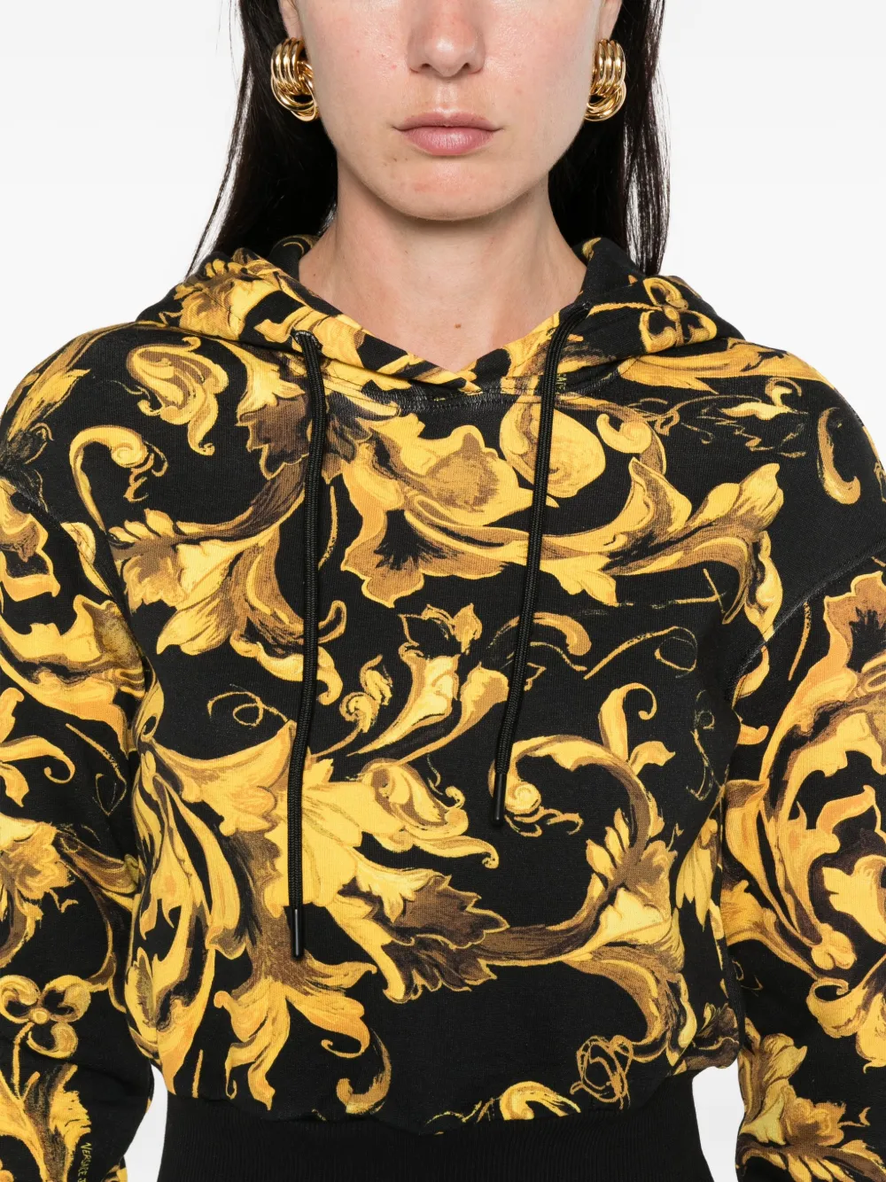 Versace Jeans Couture Barocco-print hoodie Zwart