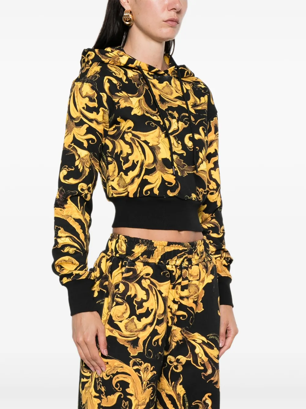 Versace Jeans Couture Barocco-print hoodie Zwart
