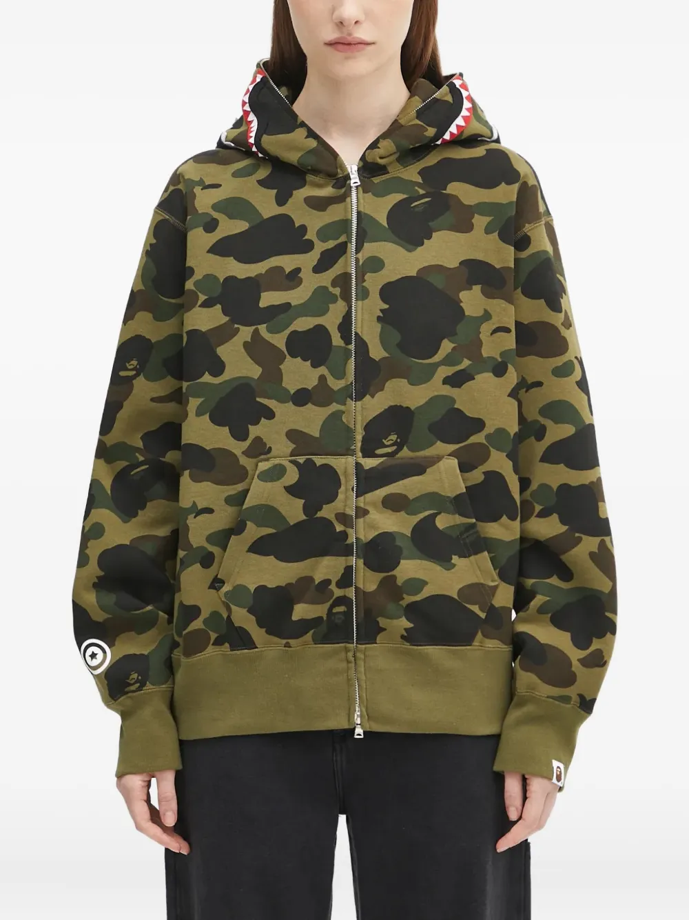 A BATHING APE Shark zip-up hoodie Groen