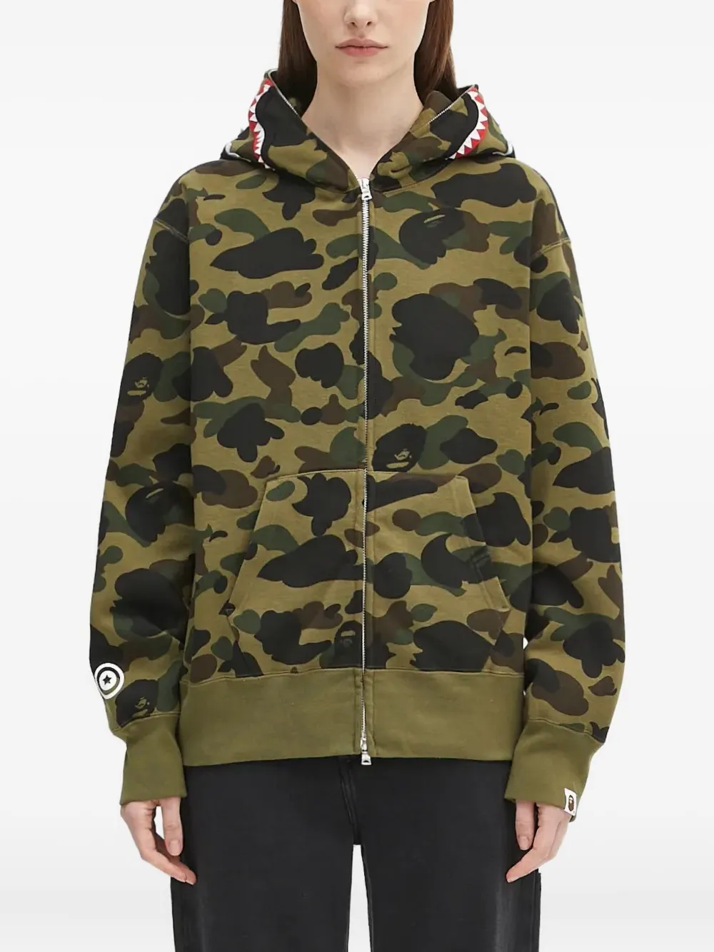 A BATHING APE Shark zip-up hoodie Groen
