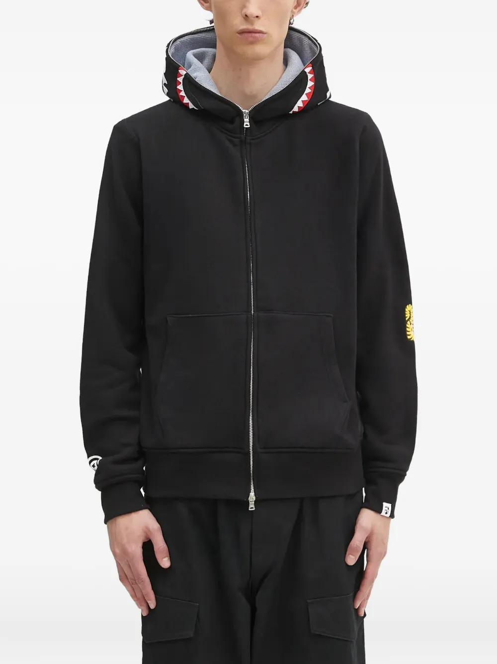 A BATHING APE Shark zip-up hoodie Zwart