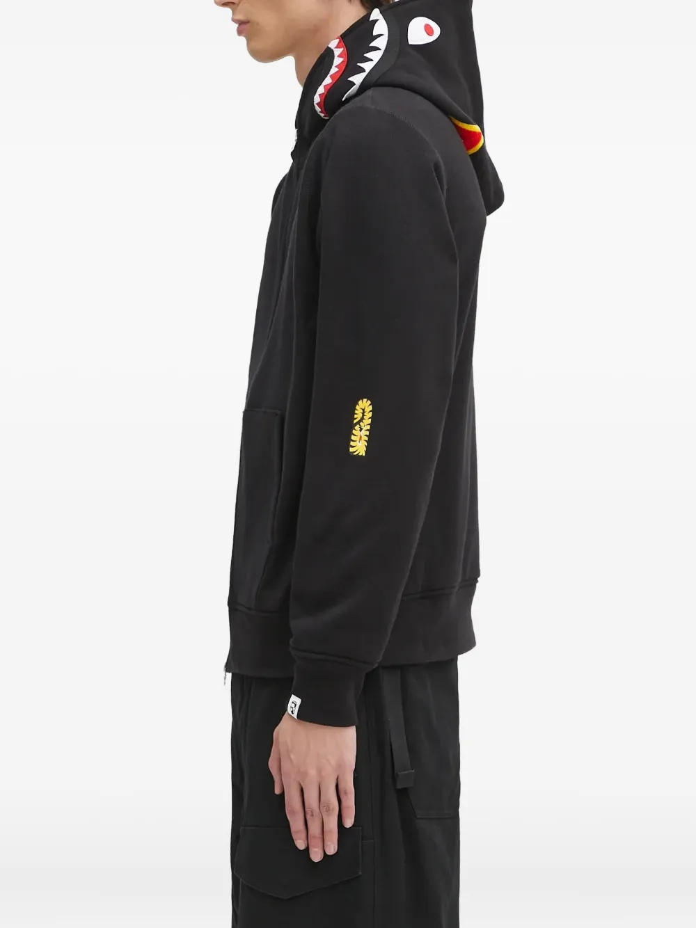 A BATHING APE Shark zip-up hoodie Zwart