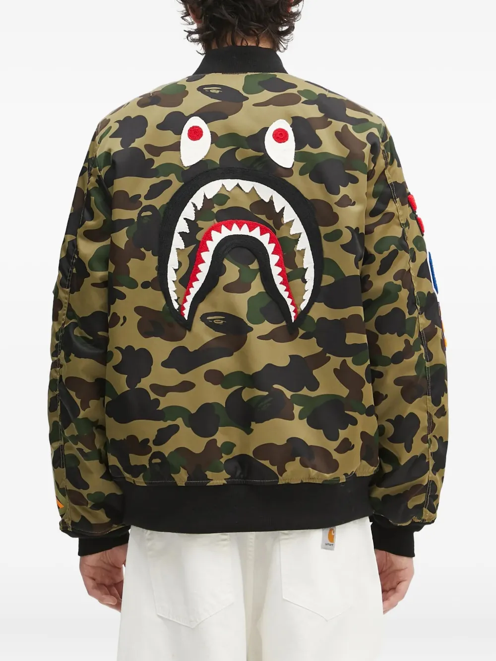 A BATHING APE 1st Camo Shark Ma-1 embroidered bomber jacket Groen