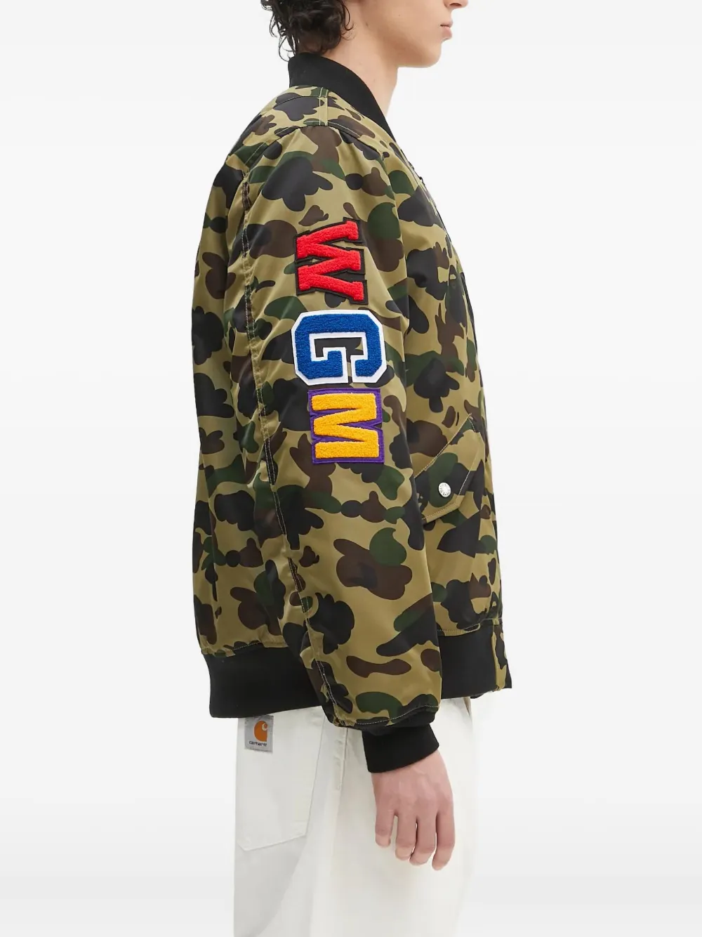 A BATHING APE 1st Camo Shark Ma-1 embroidered bomber jacket Groen
