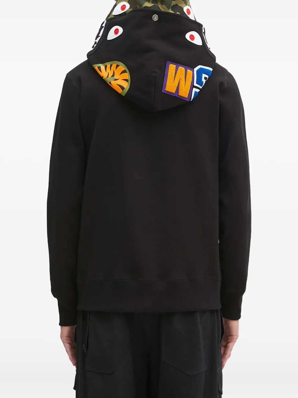 A BATHING APE shark-camo zip-up hoodie Zwart