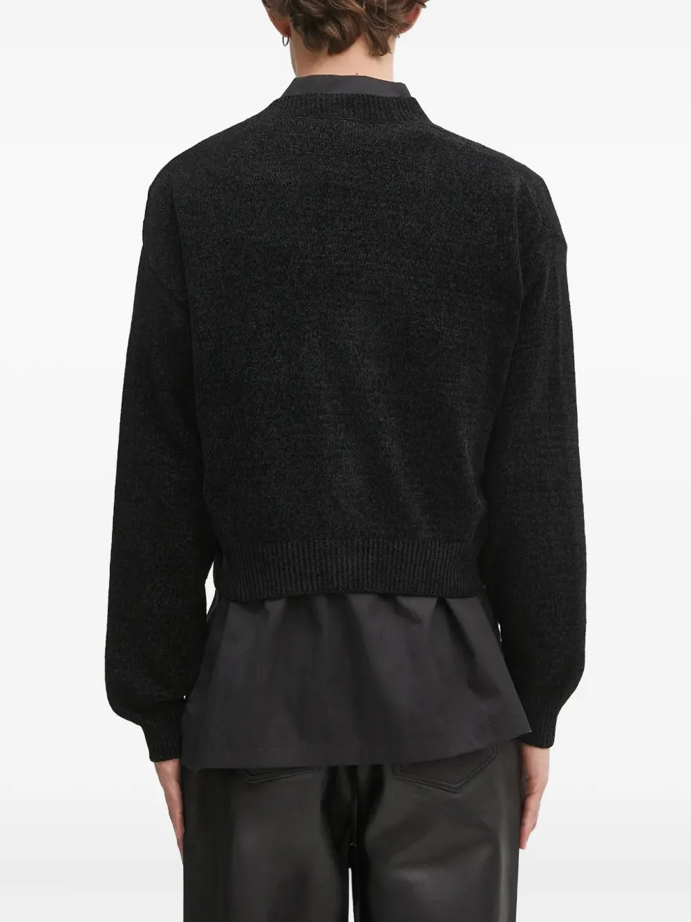 A BATHING APE embroidered cropped cardigan Zwart