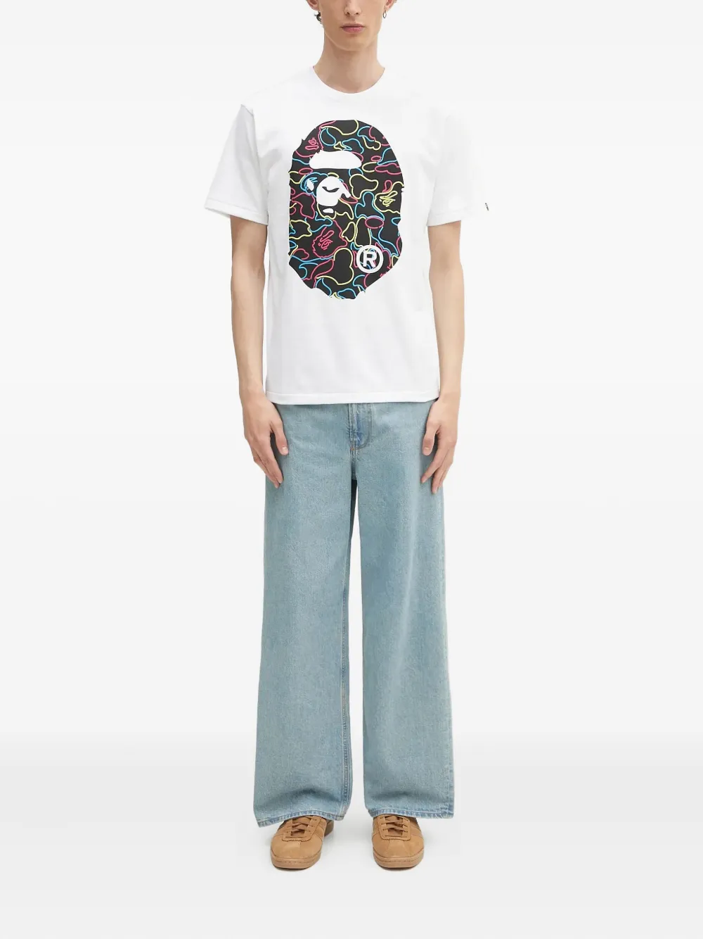 A BATHING APE Camo Big Ape T-shirt - Wit