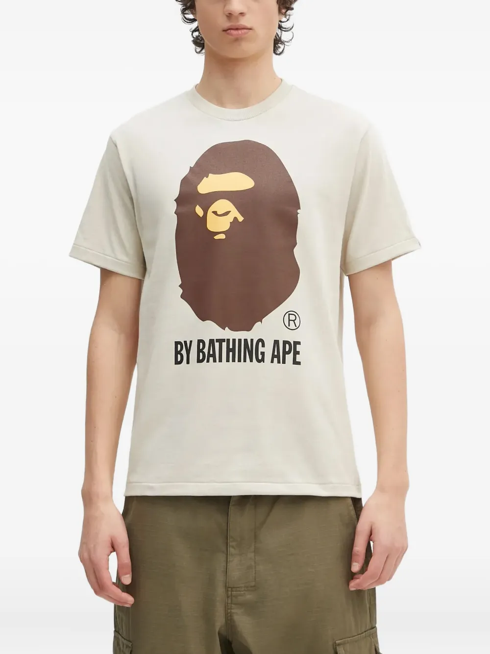 A BATHING APE Head logo T-shirt Beige