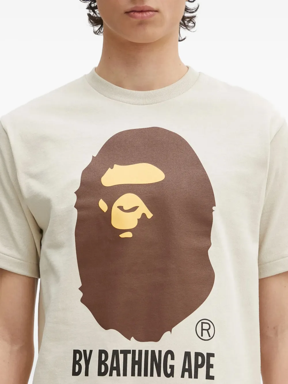 A BATHING APE Head logo T-shirt Beige