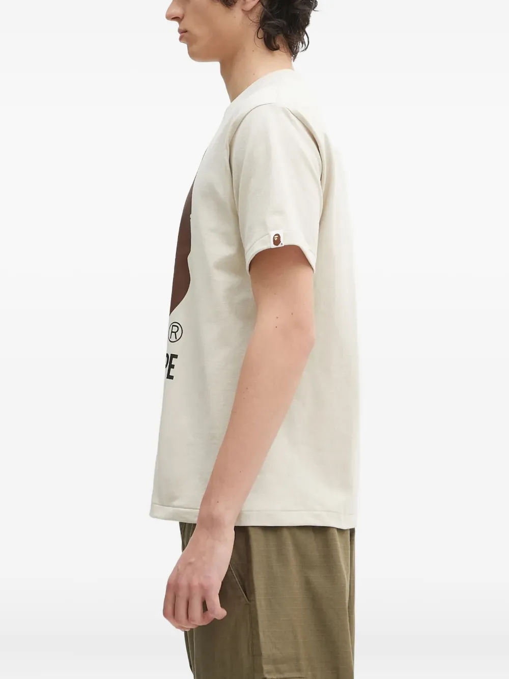 A BATHING APE Head logo T-shirt Beige