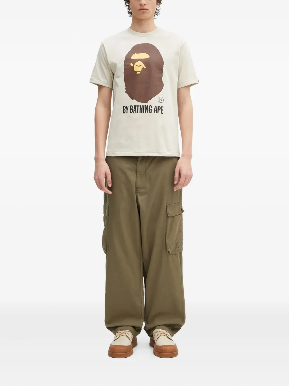 A BATHING APE Head logo T-shirt Beige