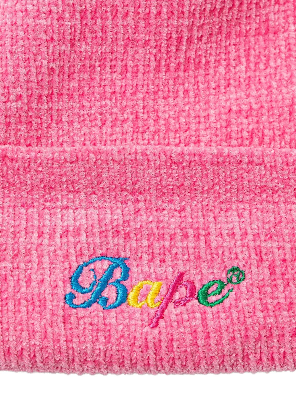A BATHING APE embroidered ribbed beanie Roze