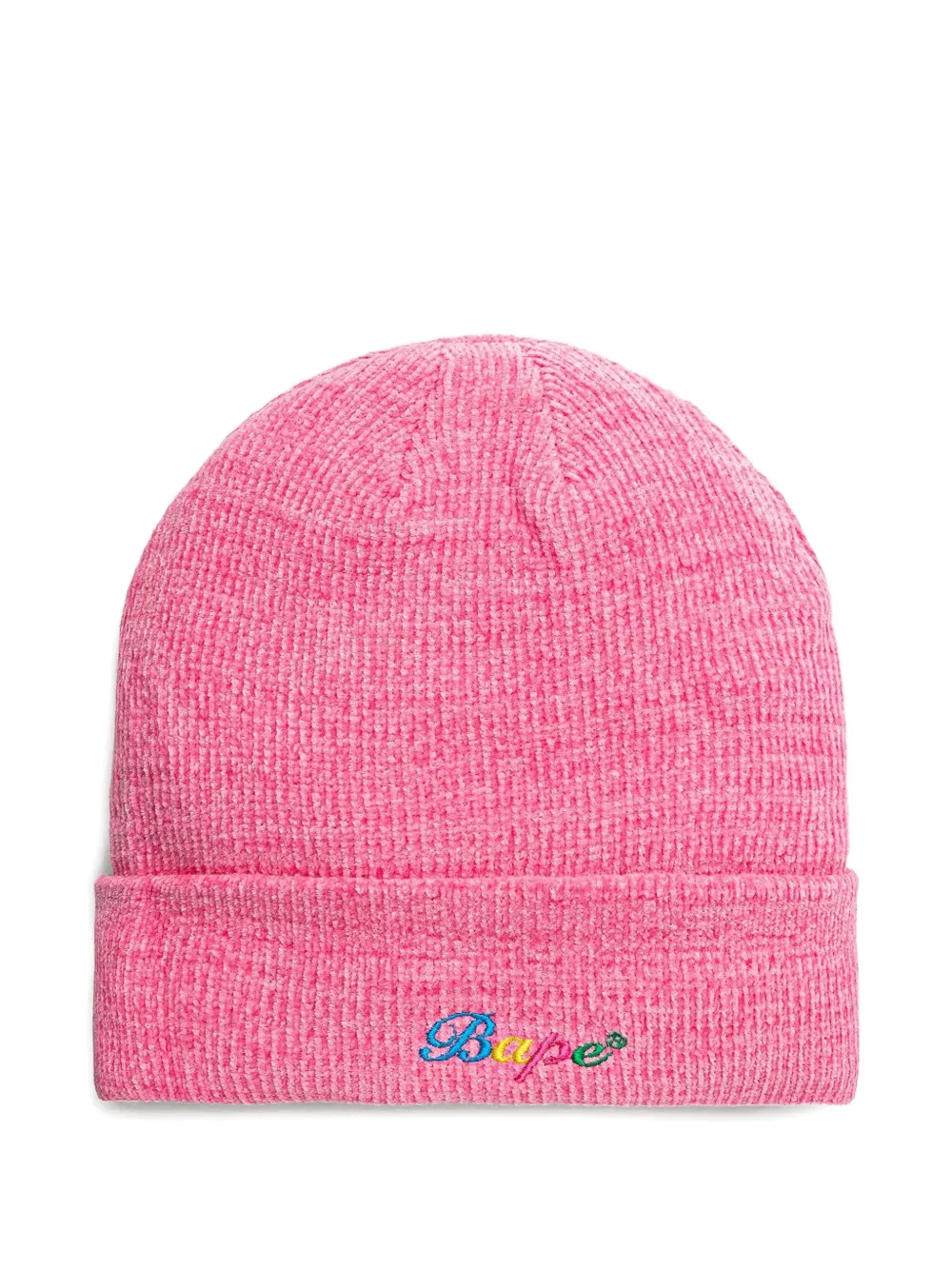 A BATHING APE embroidered ribbed beanie Roze