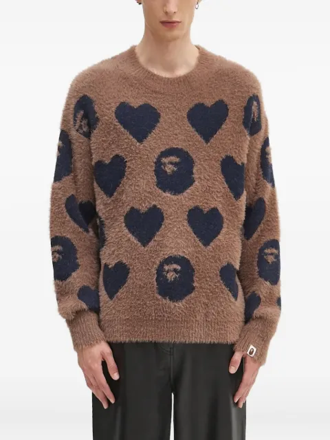 A BATHING APE® heart-ape head sweater