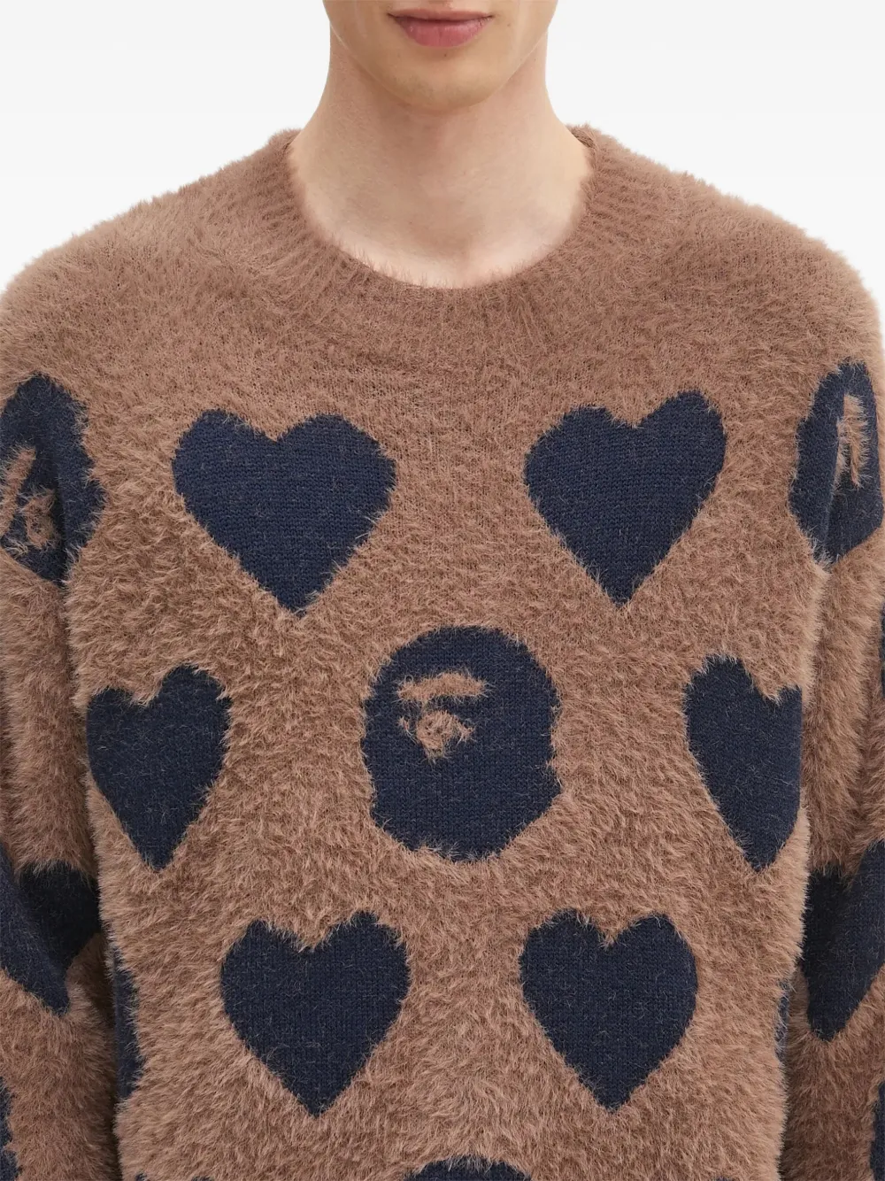 A BATHING APE Trui met hartvormige cape Bruin