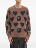 A BATHING APE® heart-ape head sweater - Brown