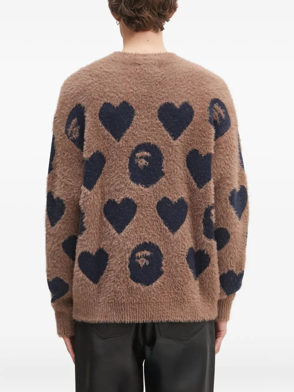A BATHING APE Trui met hartvormige cape Bruin
