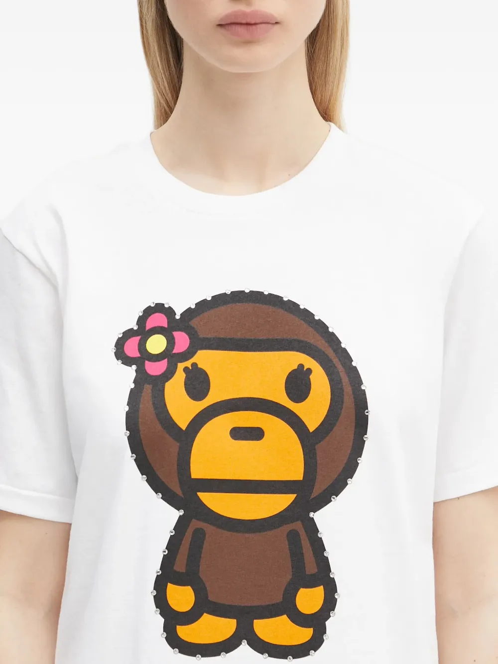 A BATHING APE Baby Milo embellished T-shirt Wit