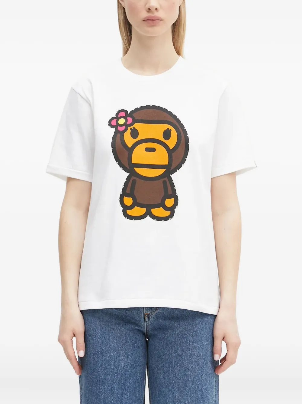 A BATHING APE Baby Milo embellished T-shirt Wit