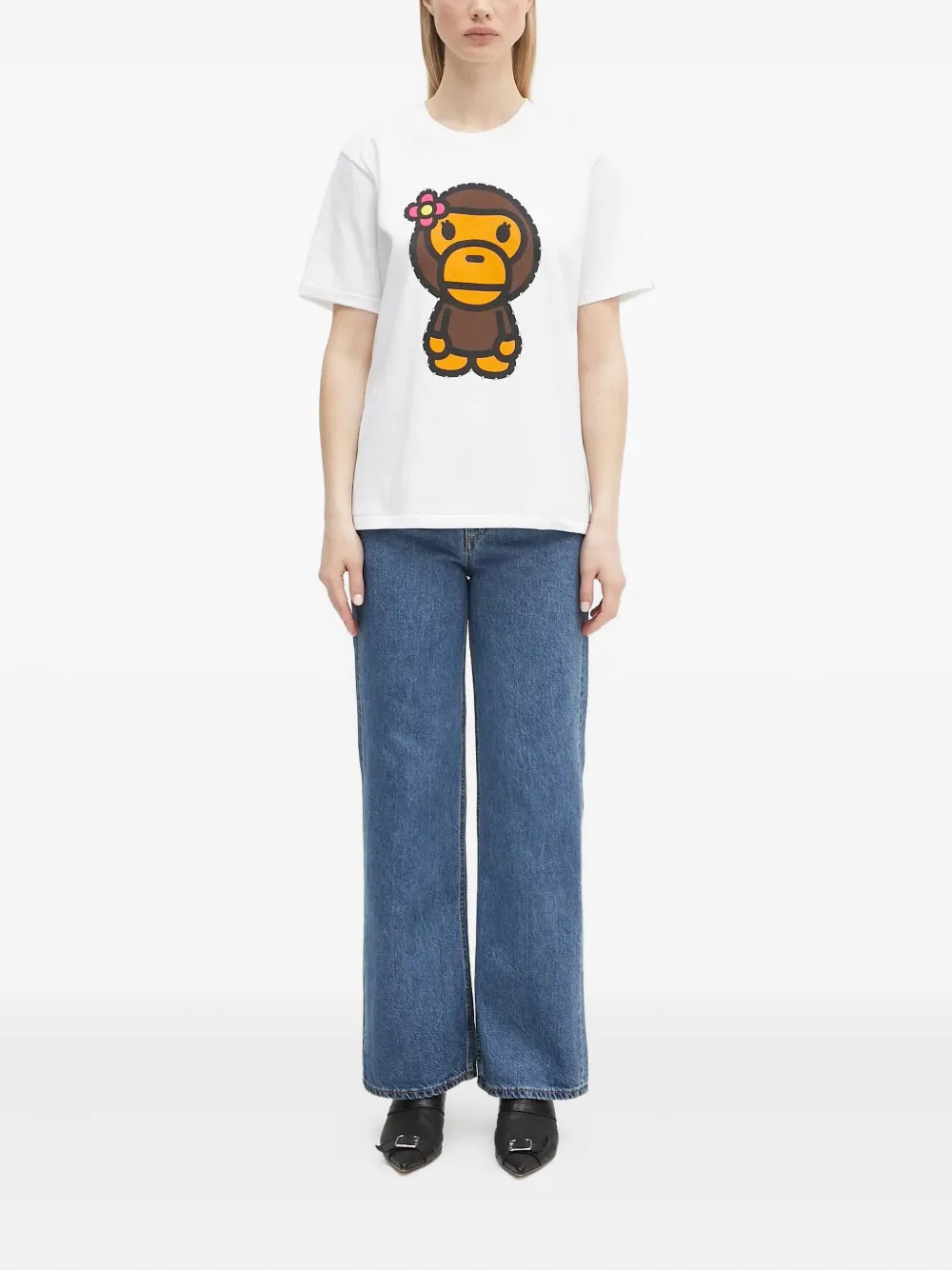 A BATHING APE Baby Milo embellished T-shirt Wit