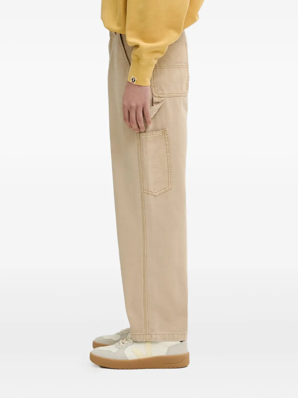 A BATHING APE logo-patch trousers Beige