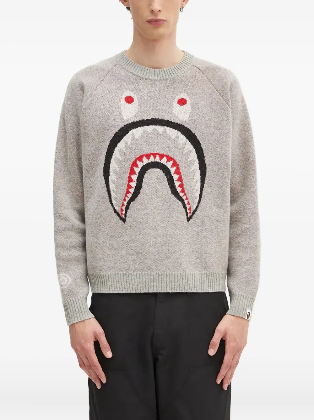 A Bathing Ape Shark Raglan Sweater In Gray