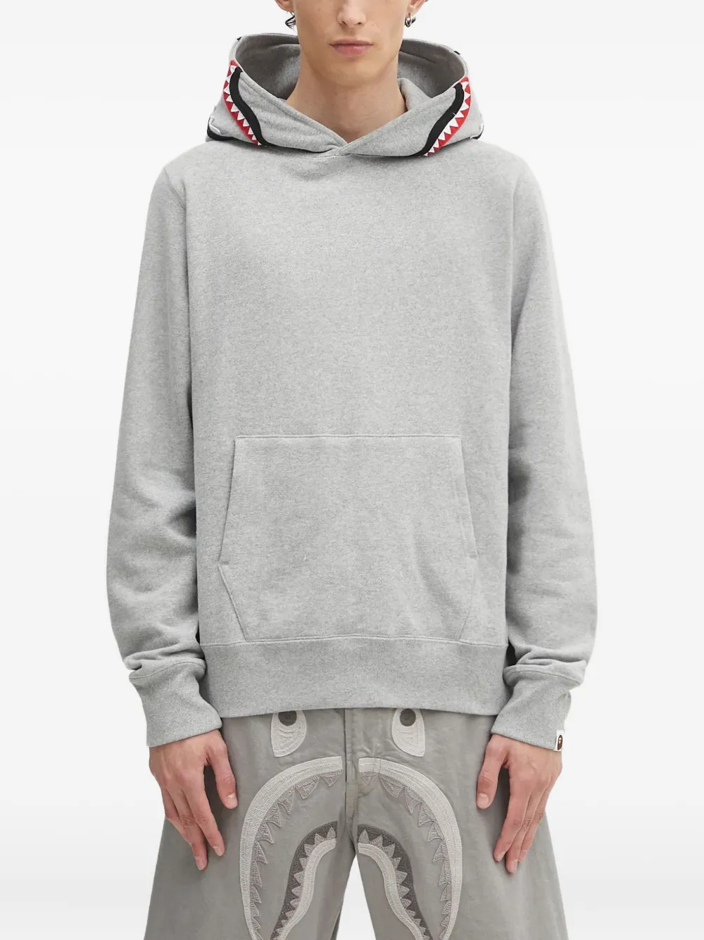 A BATHING APE shark-motif hoodie Grijs