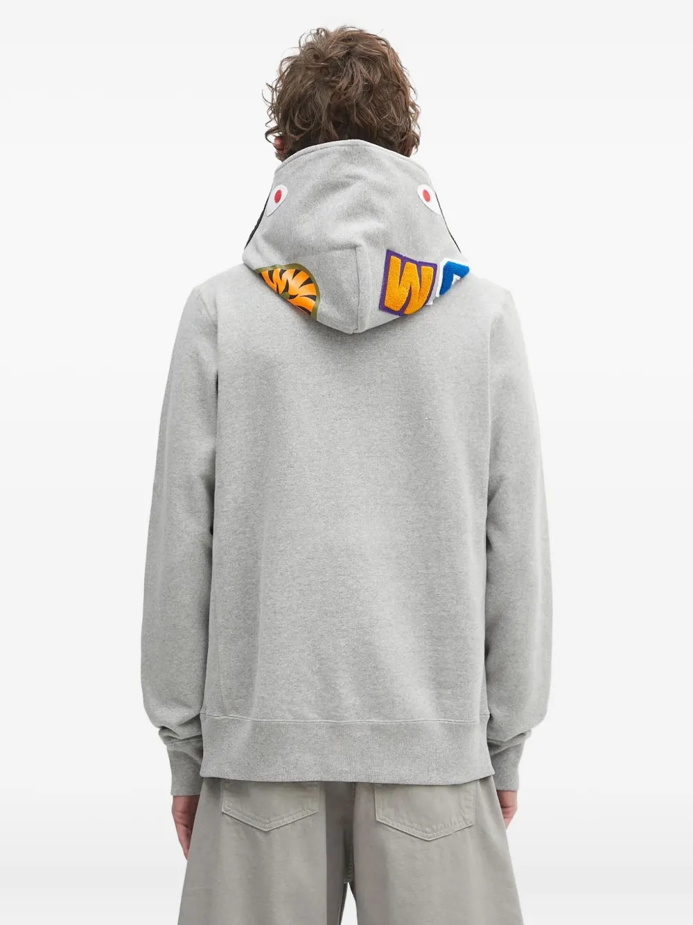 A BATHING APE shark-motif hoodie Grijs