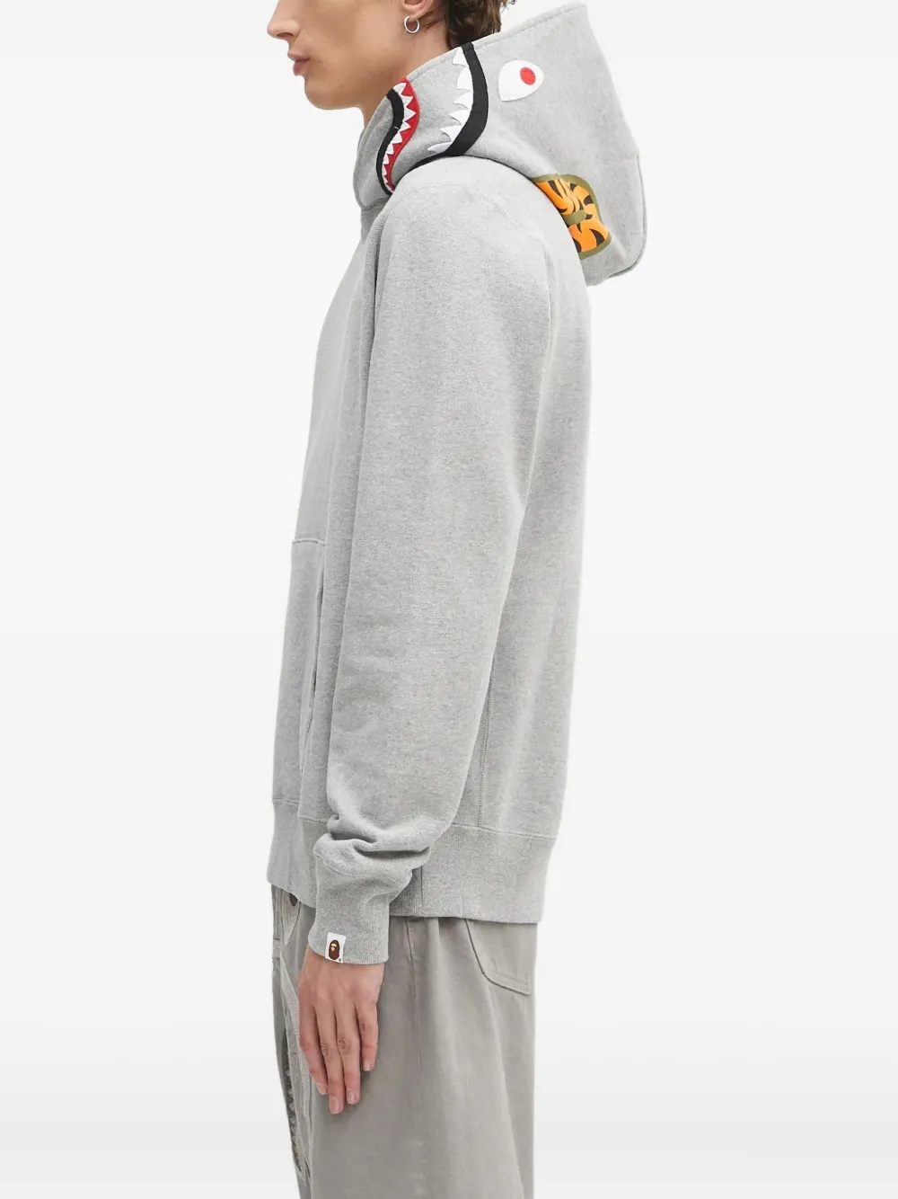 A BATHING APE shark-motif hoodie Grijs