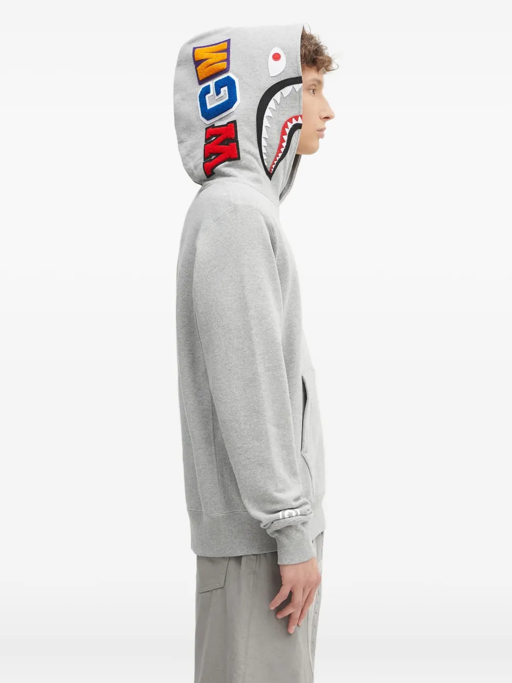 A BATHING APE shark-motif hoodie Grijs