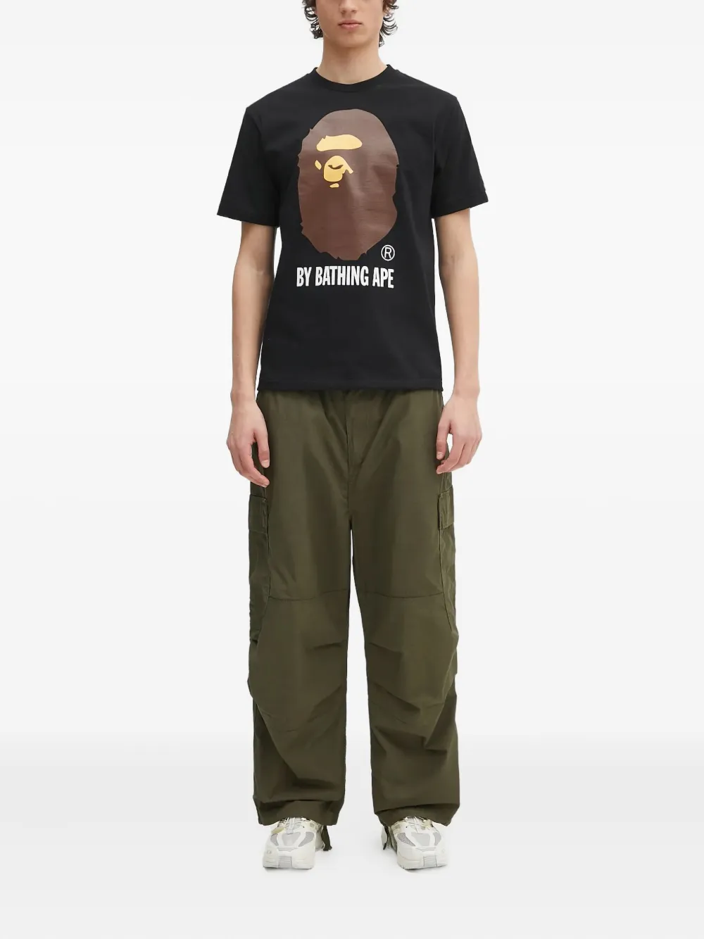 A BATHING APE logo-print T-shirt Zwart