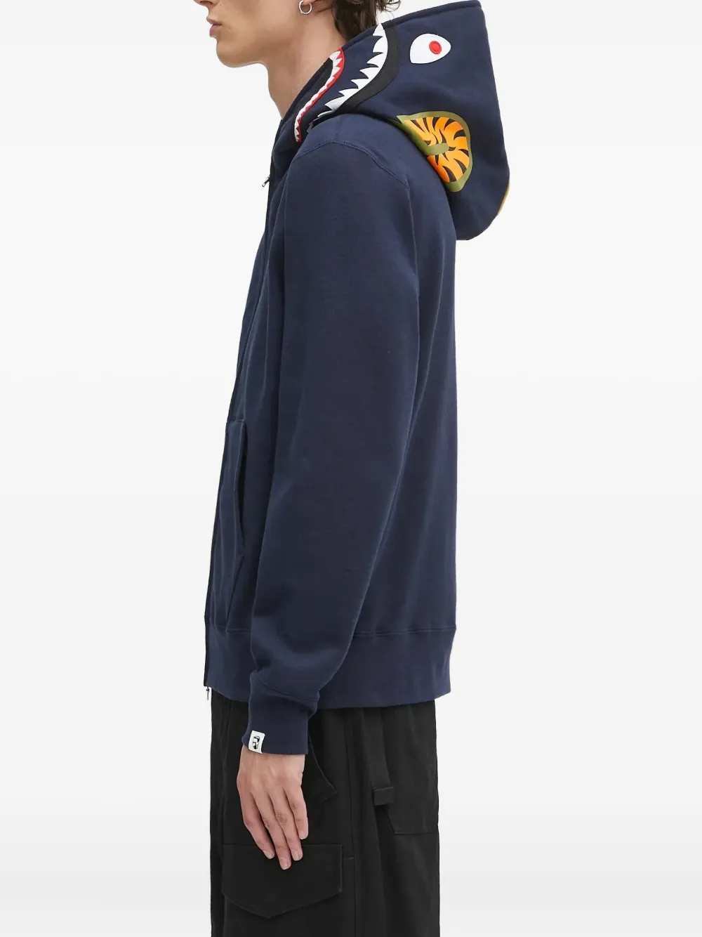 A BATHING APE shark-print zip-up hoodie Blauw