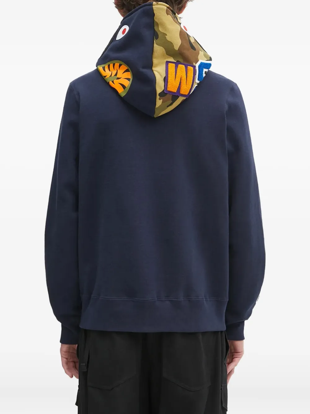 A BATHING APE shark-print zip-up hoodie Blauw