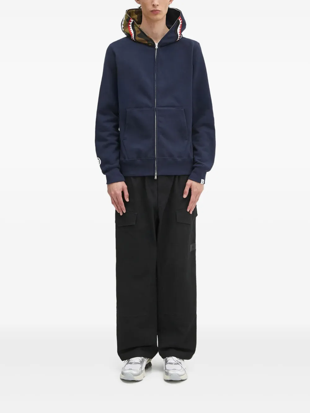 A BATHING APE shark-print zip-up hoodie Blauw