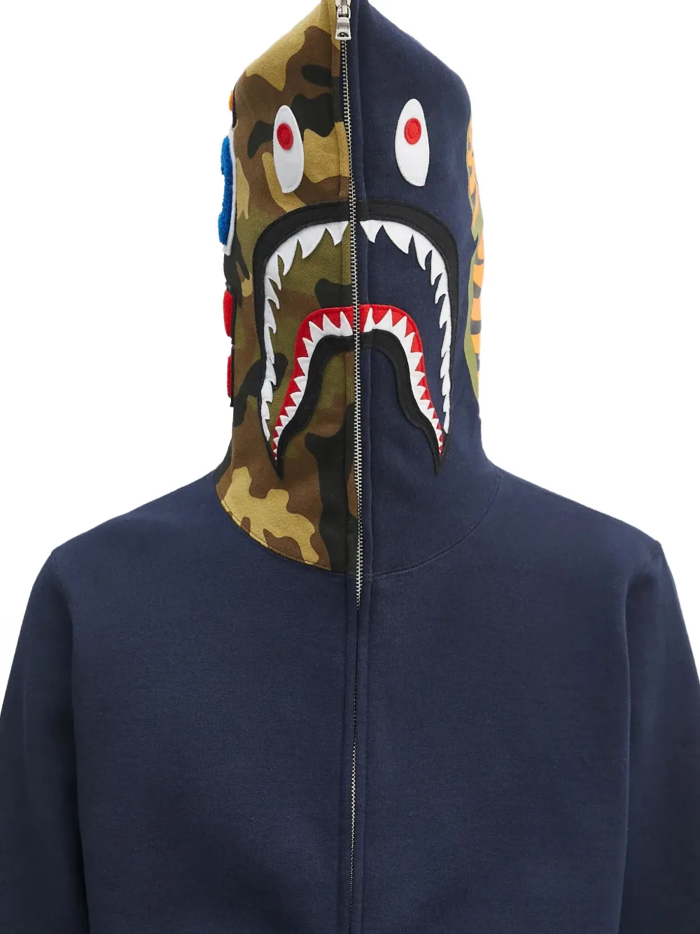 A BATHING APE shark-print zip-up hoodie Blauw